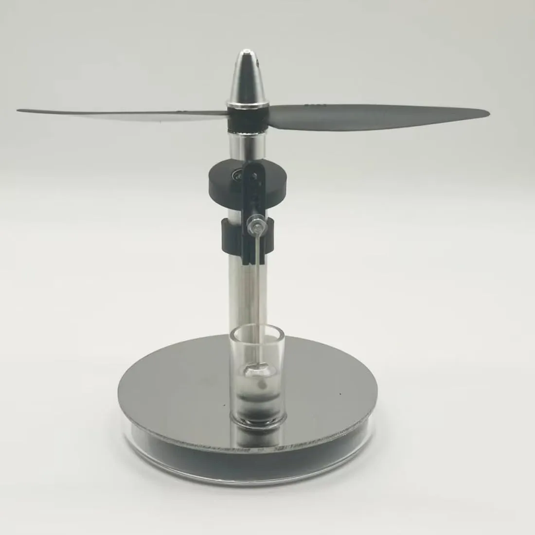 Helixsun Two-Blade Propeller Swashplate Low-Temperature Stirling Engine Model, Mini Handcrafted Cup Lid Heat Engine, Creative Desktop Ornament and Educational Toy