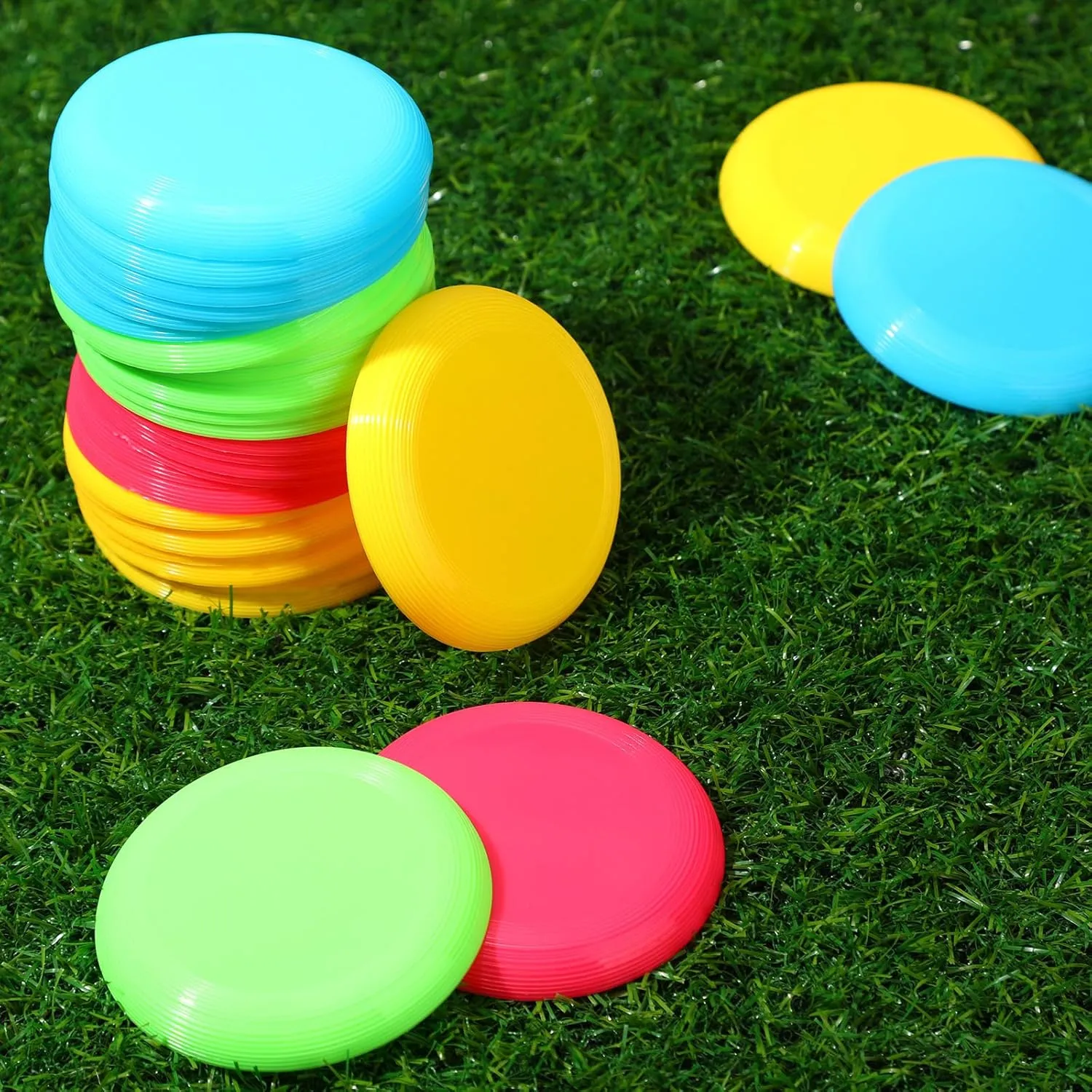 Hiboom Kids Flying Discs 3.4 Inch Mini Classic Flying Disks Bulk Soft Flyer Toy for Outdoor Pets Dog Yard Lawn Games Party Kindergarten Teaching Favors, 4 Colors