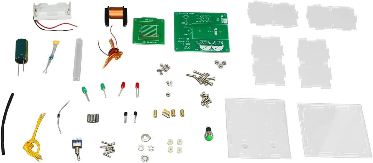 High Voltage Electromagnetic Cannon DIY Kit Handheld Coil Toy Portable Mini Spark Arc Generator With Acrylic Caser Teaching 100V