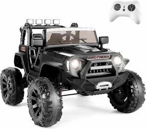 Hikole 24V Power Wheels with Remote Control Ride On Car Toys for Big Kids 2 Seater, 24 Volt Ride on Toy Car for Girls Boys, 9AH Battery, 3 Speeds, Bluetooth, LED Lights, Suspension, Black