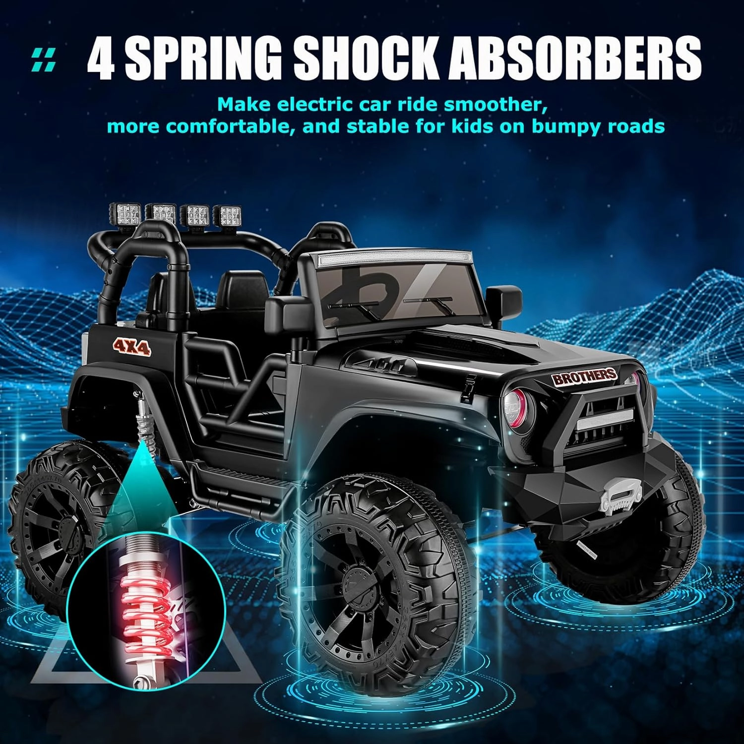Hikole 24V Power Wheels with Remote Control Ride On Car Toys for Big Kids 2 Seater, 24 Volt Ride on Toy Car for Girls Boys, 9AH Battery, 3 Speeds, Bluetooth, LED Lights, Suspension, Black