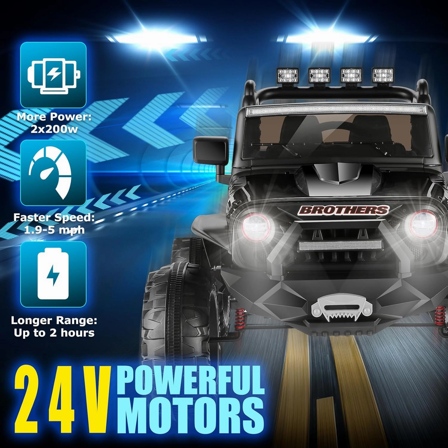 Hikole 24V Power Wheels with Remote Control Ride On Car Toys for Big Kids 2 Seater, 24 Volt Ride on Toy Car for Girls Boys, 9AH Battery, 3 Speeds, Bluetooth, LED Lights, Suspension, Black