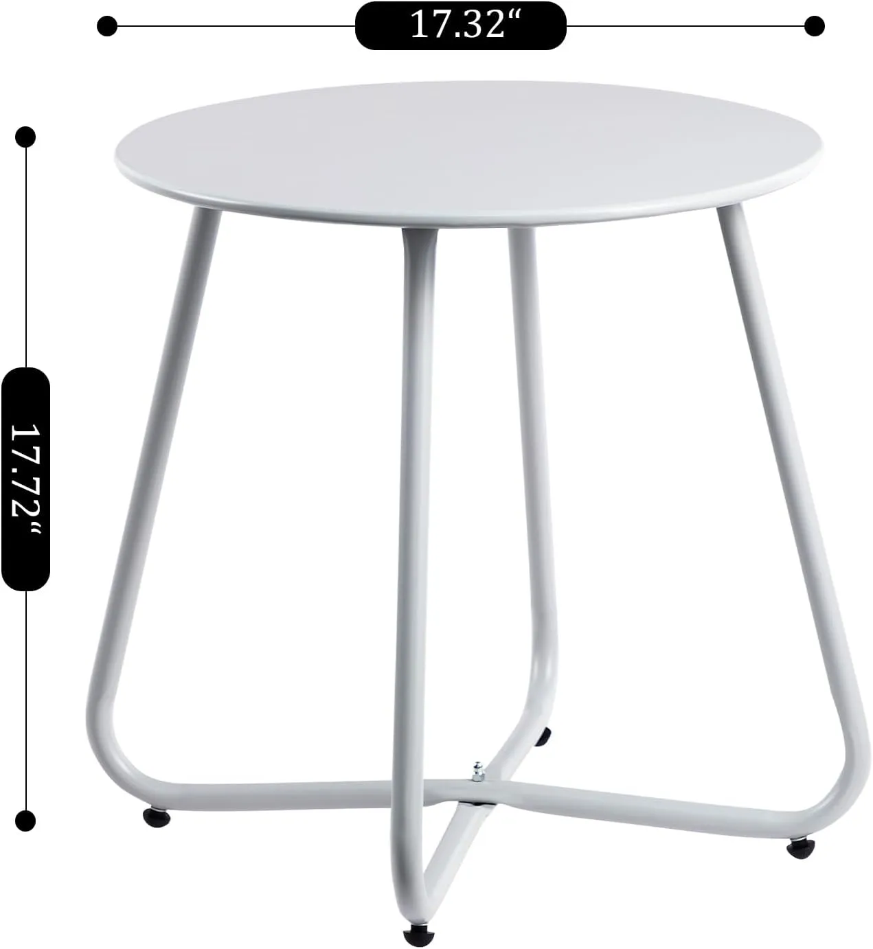 HollyHOME Round Metal Side Table, Rust-Resistant Patio Small Plant Stand, Outdoor 17.32'' Portable End Table for Balconies, Gardens, Living Rooms and Bedrooms, Grey