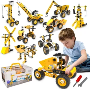 HOMETTER Educational Building Toys, STEM Learning Toy, 10 in 1 Construction Set for Preschool Kids, Engineering Toys Creative Set, Christmas Idea Gift for Boys Age 5 6 7 8 9 10  Years Old