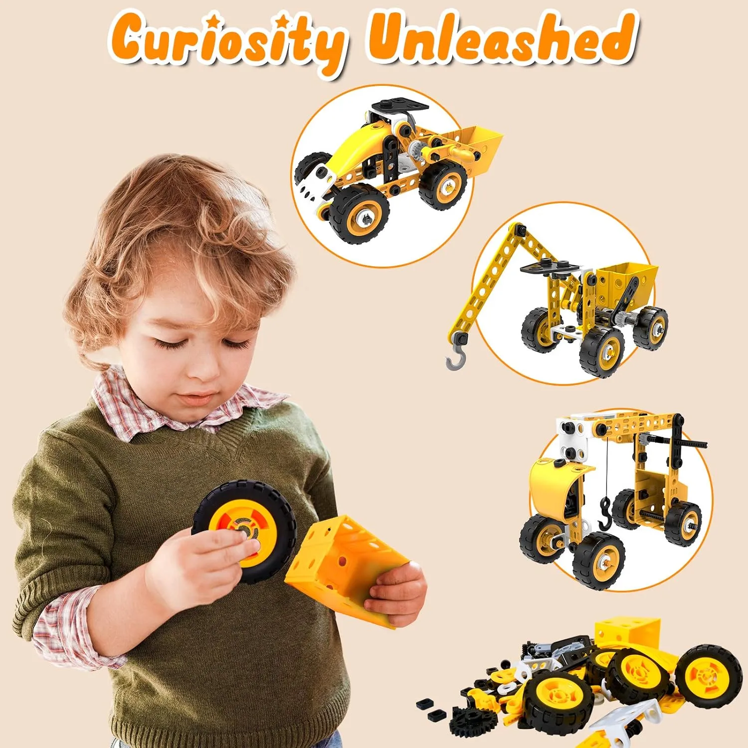 HOMETTER Educational Building Toys, STEM Learning Toy, 10 in 1 Construction Set for Preschool Kids, Engineering Toys Creative Set, Christmas Idea Gift for Boys Age 5 6 7 8 9 10  Years Old