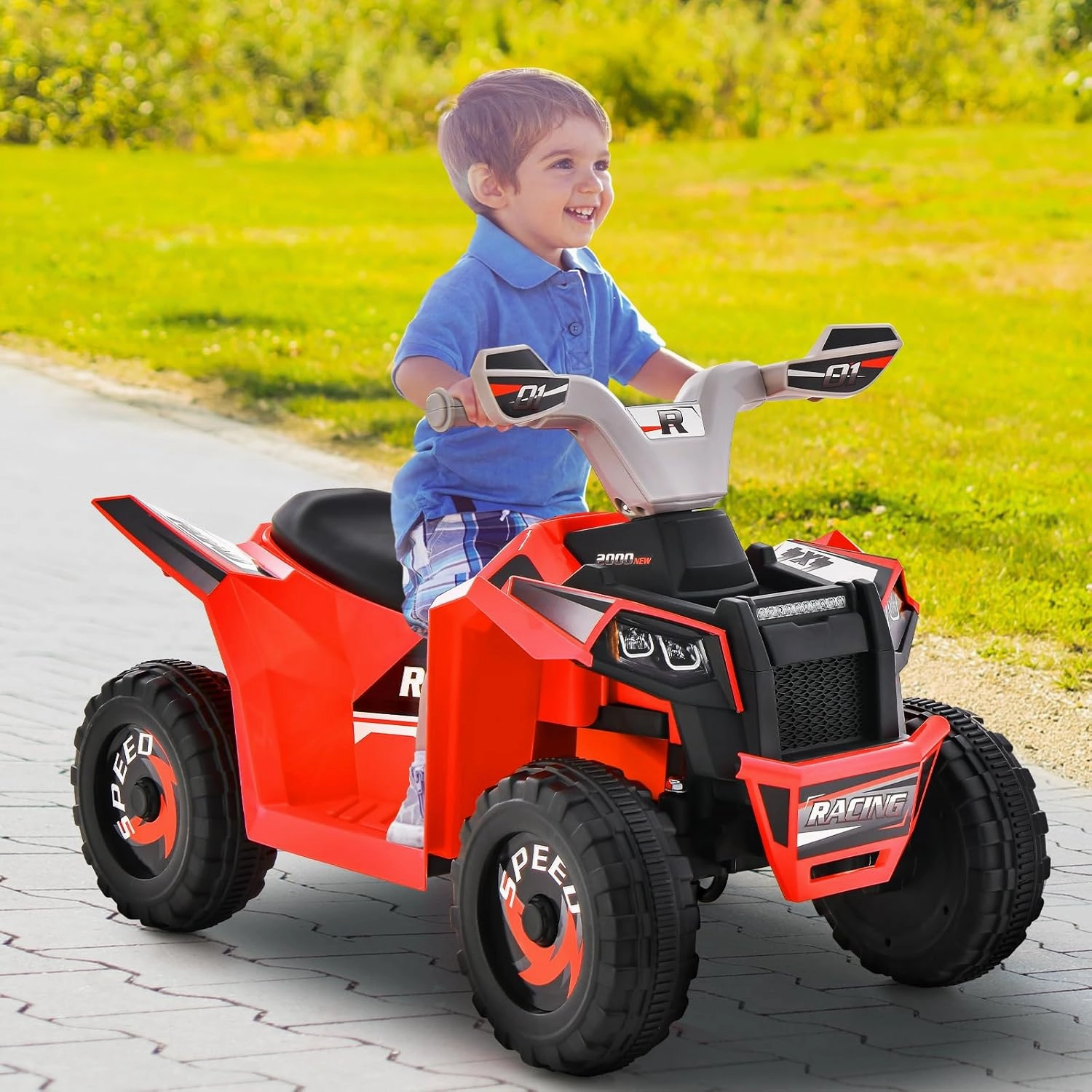 HONEY JOY Ride On ATV, 6V Battery Powered Toddler Ride On Toy, Electric Vehicle for Kids, Forward/Backward, Foot Pedal, 4 Wheeler Quad Car, Gift for Boys and Girls (Red)
