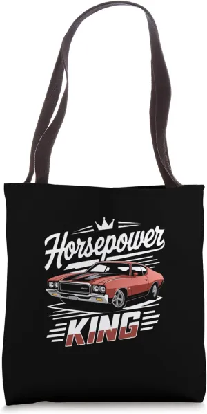Horsepower King Classic Car Tribute Design Tote Bag