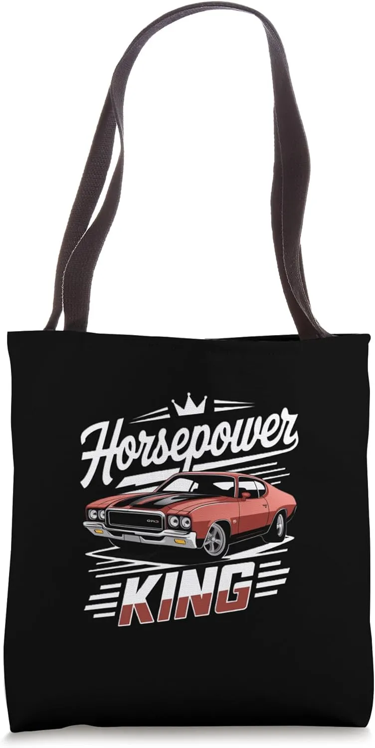 Horsepower King Classic Car Tribute Design Tote Bag