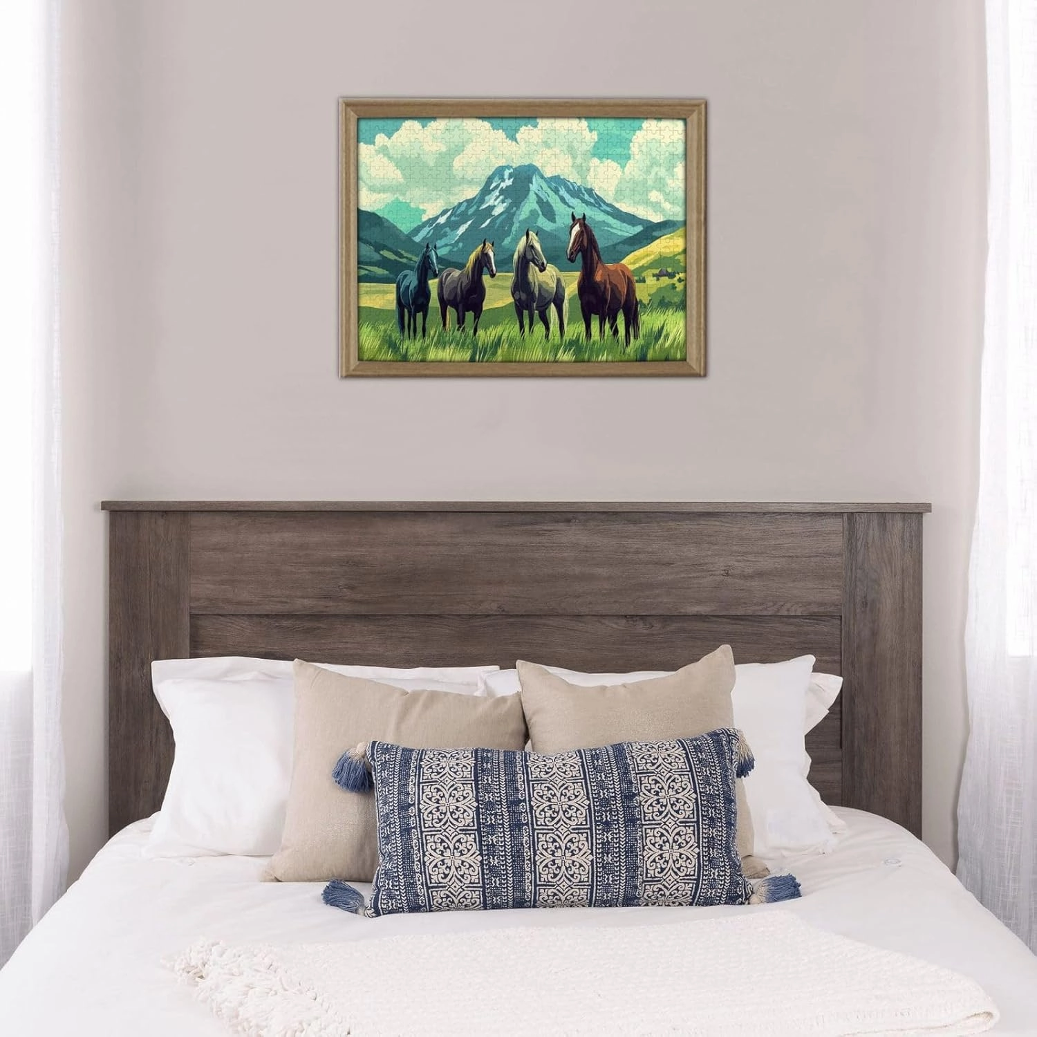 Horses On Alpine Grassland,500 Pcs Wooden Jigsaw Puzzles for Adults,Interesting Entertainment Games, Exercise Your Hands-On Skills，Promote A Warmer Relationship，Enjoy The Process
