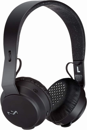 House of Marley EM-JH101-BK Rebel Wireless Bluetooth On Ear Headphones with a Microphone, Black,Large
