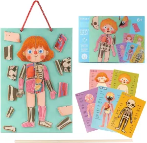 Human Body Puzzle for Kids Toddlers 90PCS Magnetic Boy Girl Anatomy Play Set Body Parts Organs Muscles Skeleton and Bones Wooden Puzzle Toys Aged 3  Educational Learning Preschool Toys