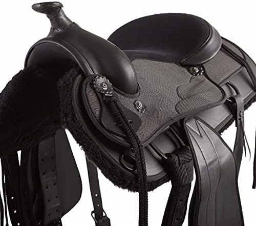 HUMAYL Saddlery Western Barrel Racing Horse Saddle Handmade Synthetic Cordura Lightweight Barrel Racing Saddle Trail Tack Classic Equestrian Horse Saddle Tack Size 10" to 18" inches Seat SB88