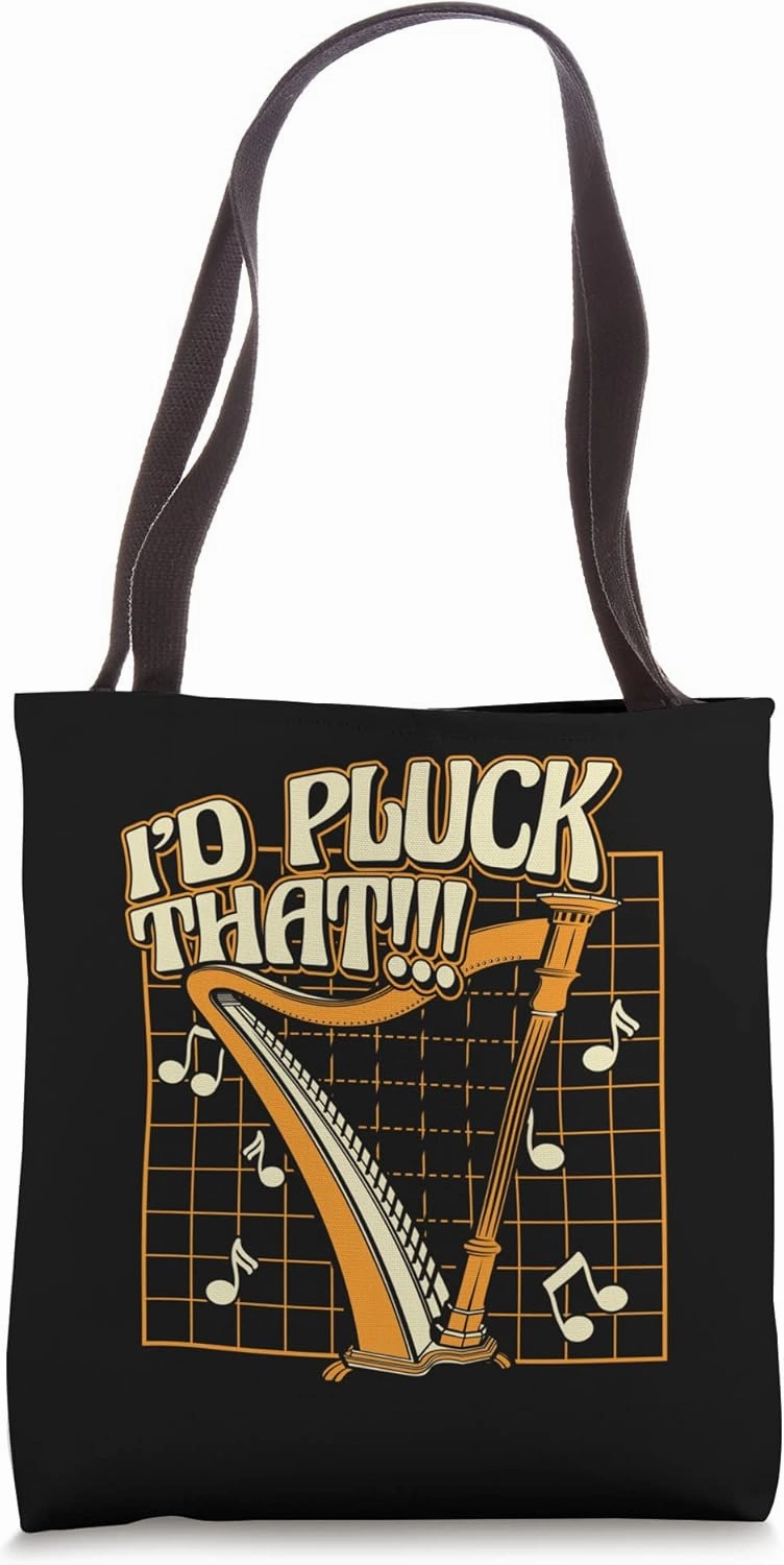 I'd Pluck That Konghou Pedal Harp Harpist Lover Harp Player Tote Bag