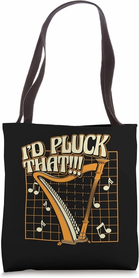 I'd Pluck That Konghou Pedal Harp Harpist Lover Harp Player Tote Bag