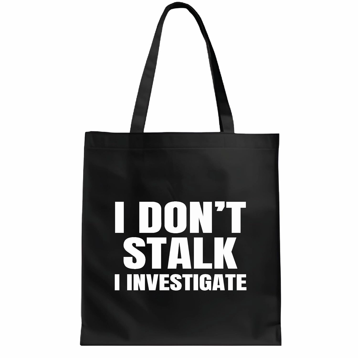 I Dont Stalk I Investigate Satisfy Your Curiosity Investigative Forensic Science Detective Work Navy Black Multicolor Canvas Tote Bag