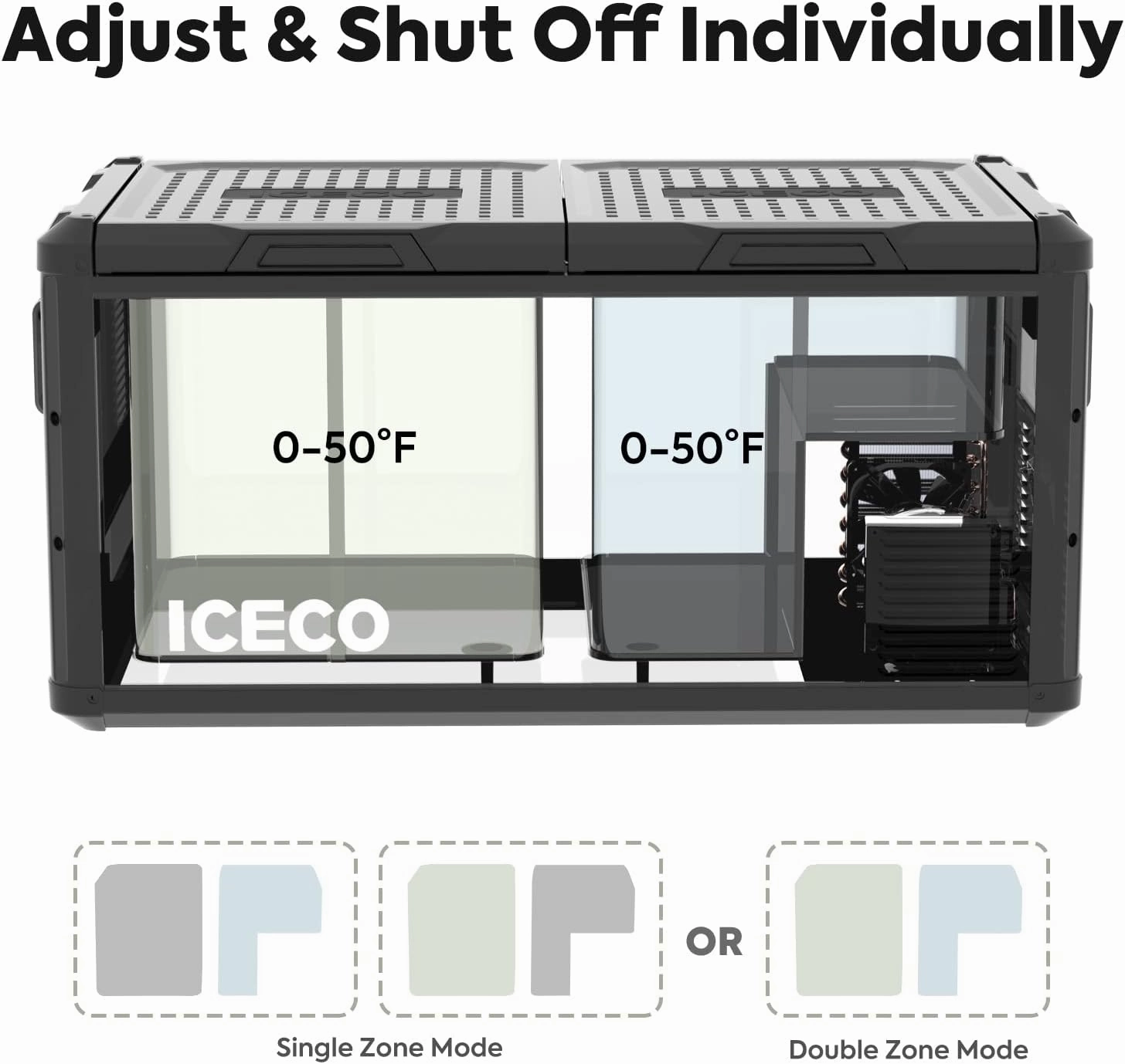 ICECO VL75 ProD Portable Refrigerator, Multi-directional Lid, Dual USB & DC 12/24V, AC 110-240V, 75L Dual Zone Steel Compact Refrigerator Powered by SECOP, 0℉ to 50℉, Home & Car Use [Upgrade]