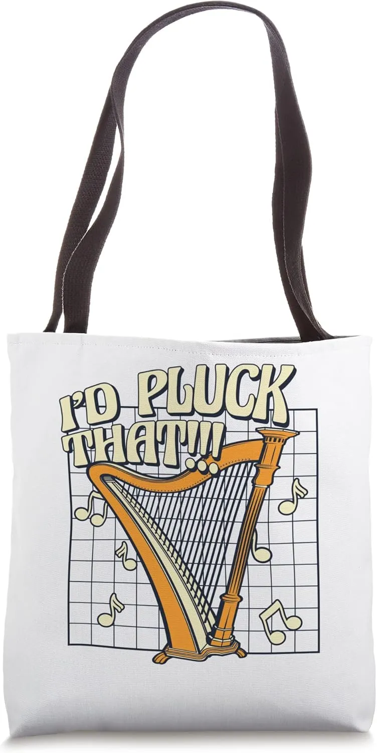 I'd Pluck That Konghou Pedal Harp Harpist Lover Harp Player Tote Bag