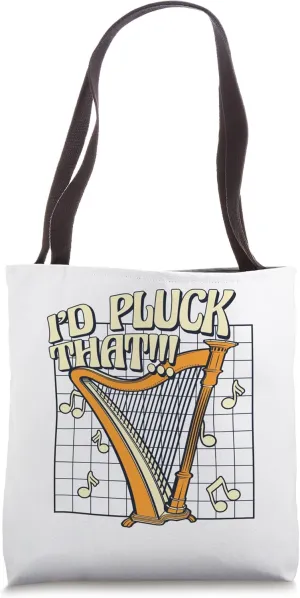 I'd Pluck That Konghou Pedal Harp Harpist Lover Harp Player Tote Bag
