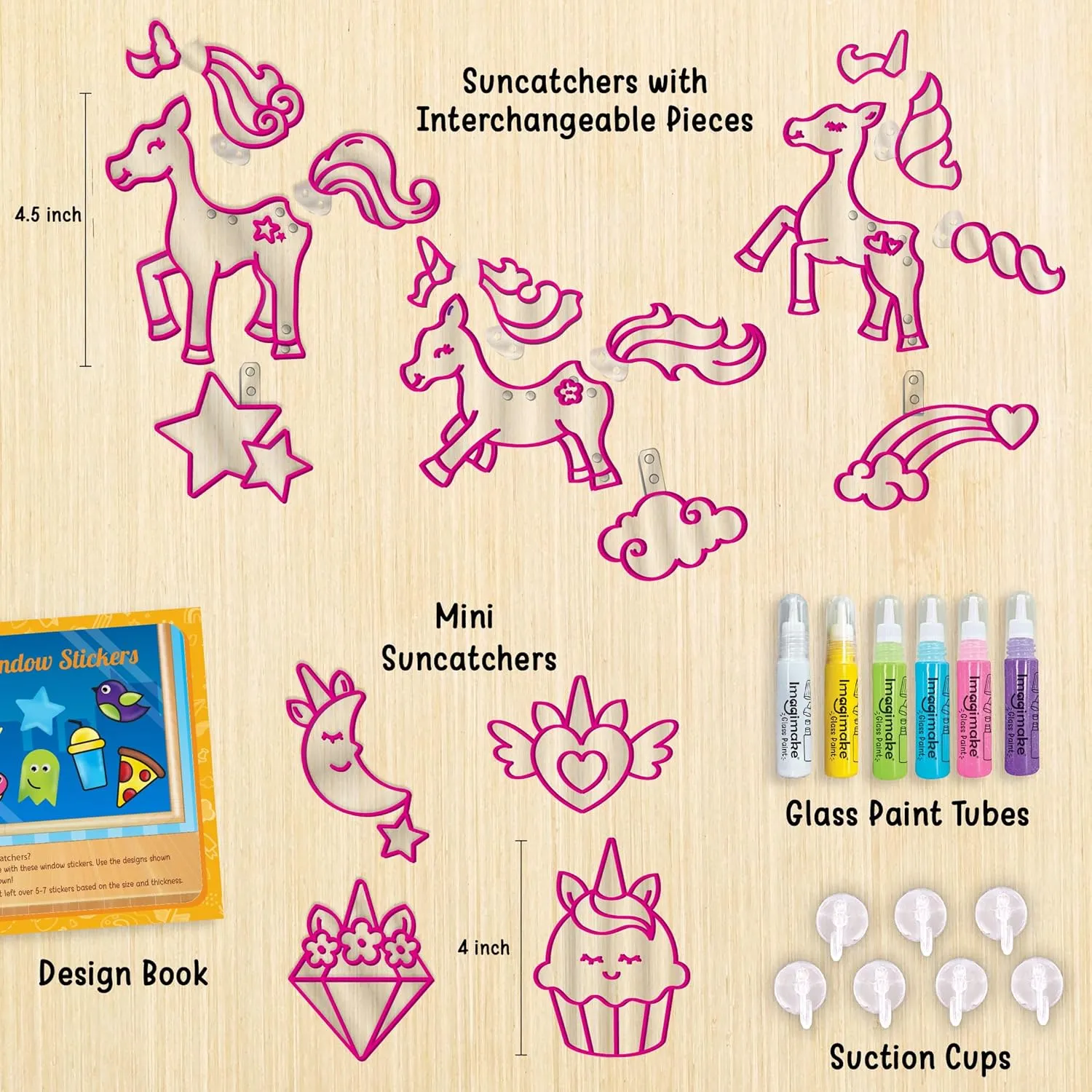 Imagimake Window Art Unicorn | Stained Glass Kit | Unicorn Girls Toys Age 6-8 | 6 Year Old Girl Birthday Gift | Art and Crafts for Girls 8-12 | DIY Suncatcher Kit for 5,6,7,8,9,10,11,12 Year Old Kids