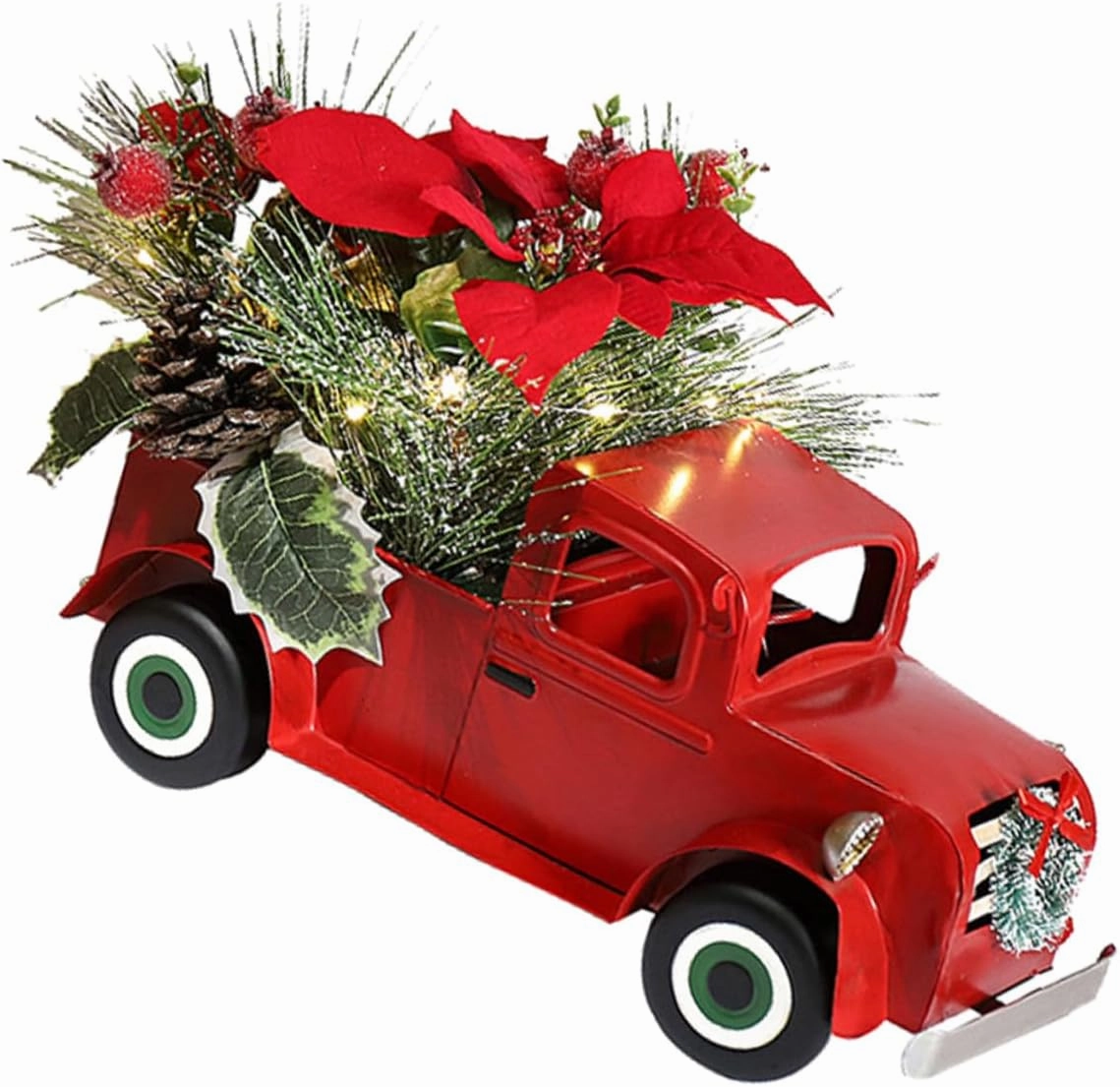 IMIKEYA Classic Red Truck Miniature Car Model Ornament for Home Decor Iron Festival Truck Decoration for Christmas and Miniature Landscapes