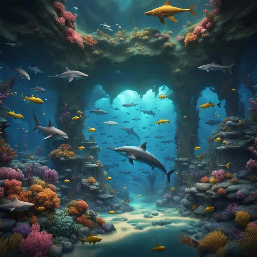 in The Colorful sea, There are Fish, Sharks and Dolphins Everywhere. 1000 Pieces of Puzzles for Adults, Teenagers and Children, Festive Wooden Puzzles, Mental Challenges, Educational Games