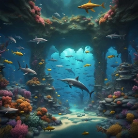 in The Colorful sea, There are Fish, Sharks and Dolphins Everywhere. 1000 Pieces of Puzzles for Adults, Teenagers and Children, Festive Wooden Puzzles, Mental Challenges, Educational Games
