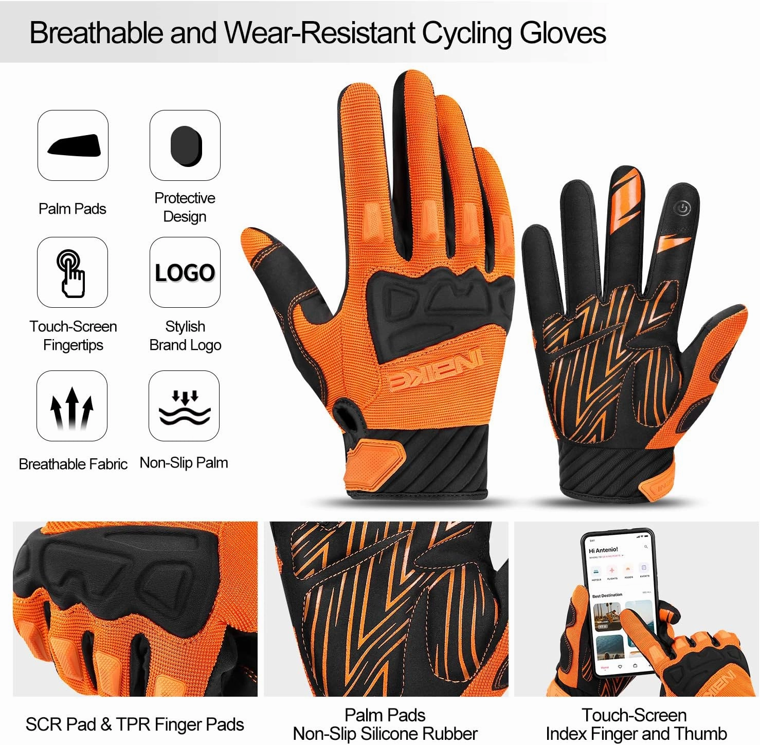 INBIKE Mountain Bike Gloves for Men Knuckle Guard Padded Men's Cycling Gloves Breathable for MTB Motocross Racing Dirtbike