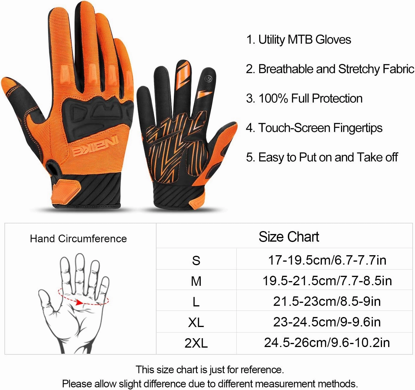 INBIKE Mountain Bike Gloves for Men Knuckle Guard Padded Men's Cycling Gloves Breathable for MTB Motocross Racing Dirtbike