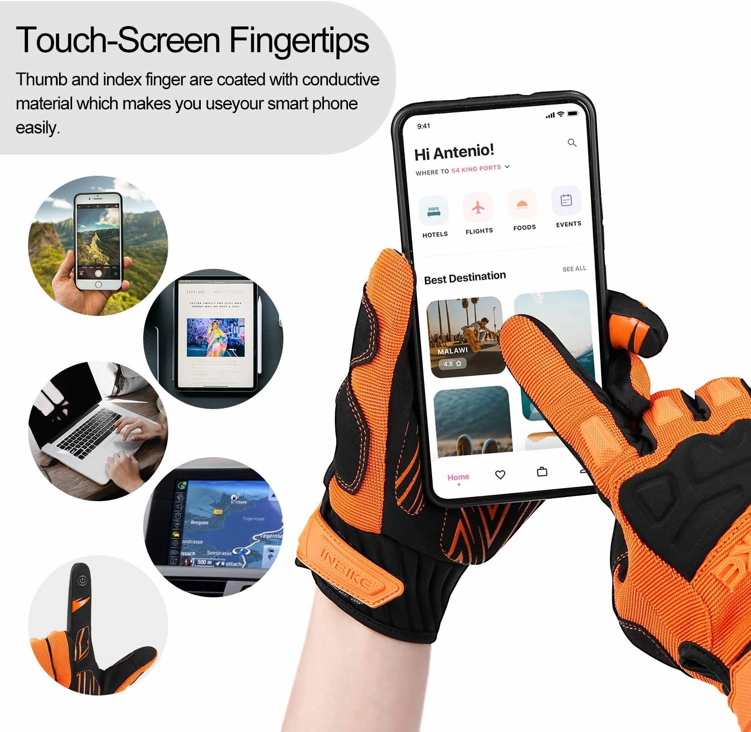INBIKE Mountain Bike Gloves for Men Knuckle Guard Padded Men's Cycling Gloves Breathable for MTB Motocross Racing Dirtbike