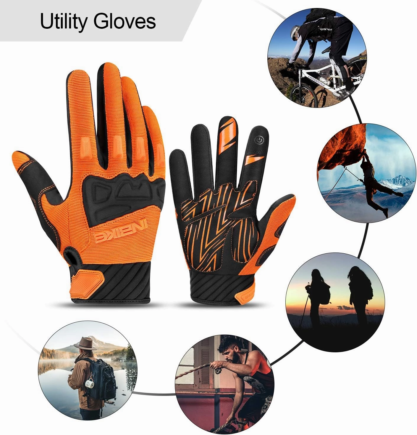 INBIKE Mountain Bike Gloves for Men Knuckle Guard Padded Men's Cycling Gloves Breathable for MTB Motocross Racing Dirtbike