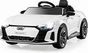 INFANS 12V Kids Ride On Car, Licensed Audi RS e-tron GT Electric Vehicle with Remote Control, Toddlers Battery Powered Toy with 4 Wheels Suspension, LED Headlight, Music, MP3, USB, TF Port (White)