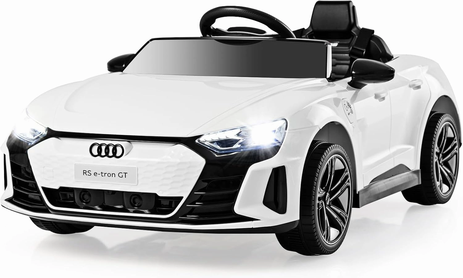 INFANS 12V Kids Ride On Car, Licensed Audi RS e-tron GT Electric Vehicle with Remote Control, Toddlers Battery Powered Toy with 4 Wheels Suspension, LED Headlight, Music, MP3, USB, TF Port (White)