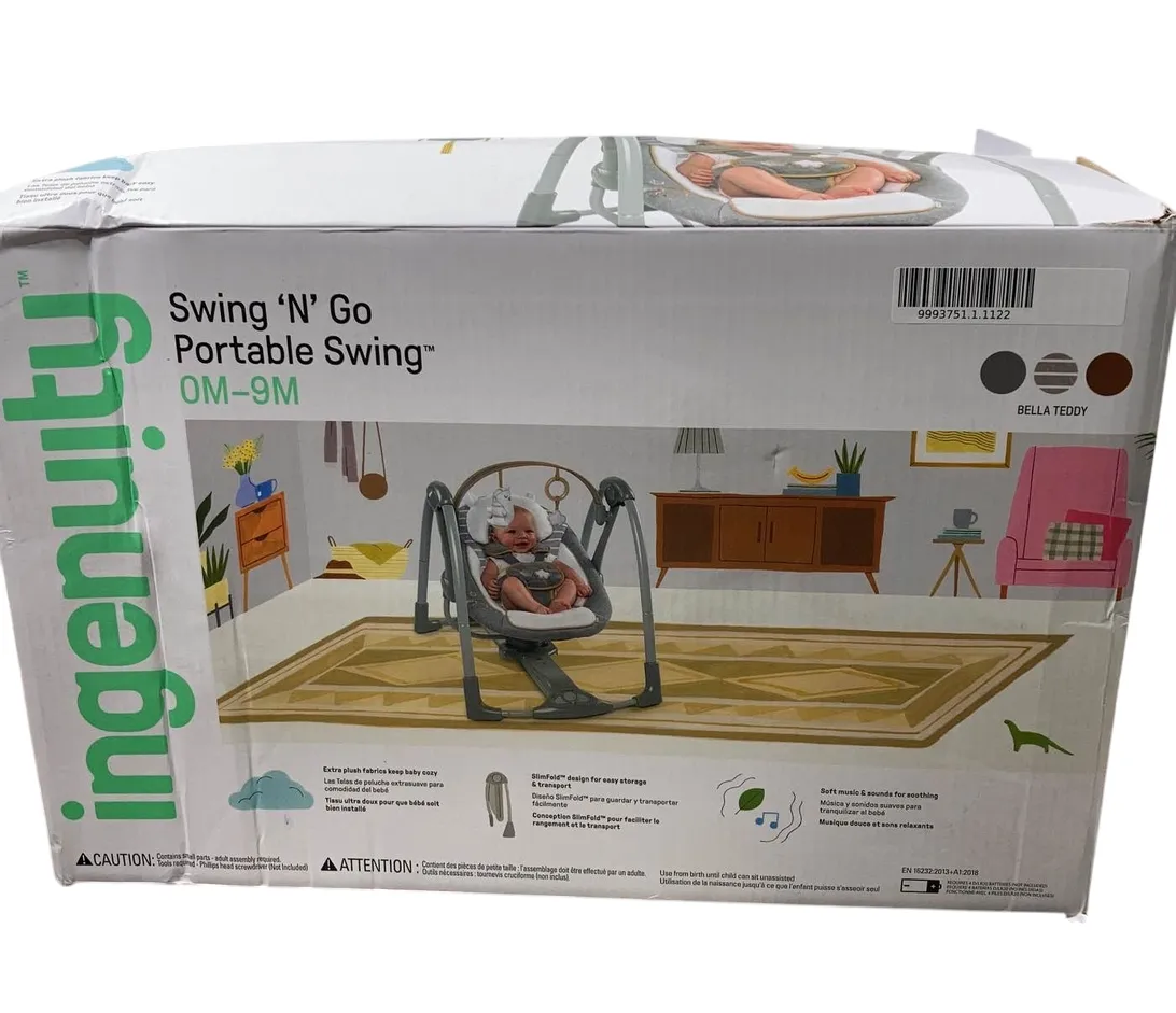 Ingenuity Swing 'n Go Portable Swing, Bella Teddy