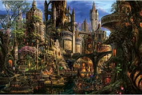Ingooood- Jigsaw Puzzle 1000 Pieces for Adult- Fantasy Series- City of Green Plants_IG-1146 Entertainment Wooden Puzzles Toys