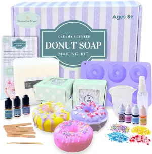 Innovative Ginger DIY Donut Soap Making Craft Kit for Kids, Teens, and Adults - Fun, Easy, Creative - Large Soap Donuts - Perfect Birthday & Holiday Gift - Unique, Mess-Free, All-in-One Kit (Donut)