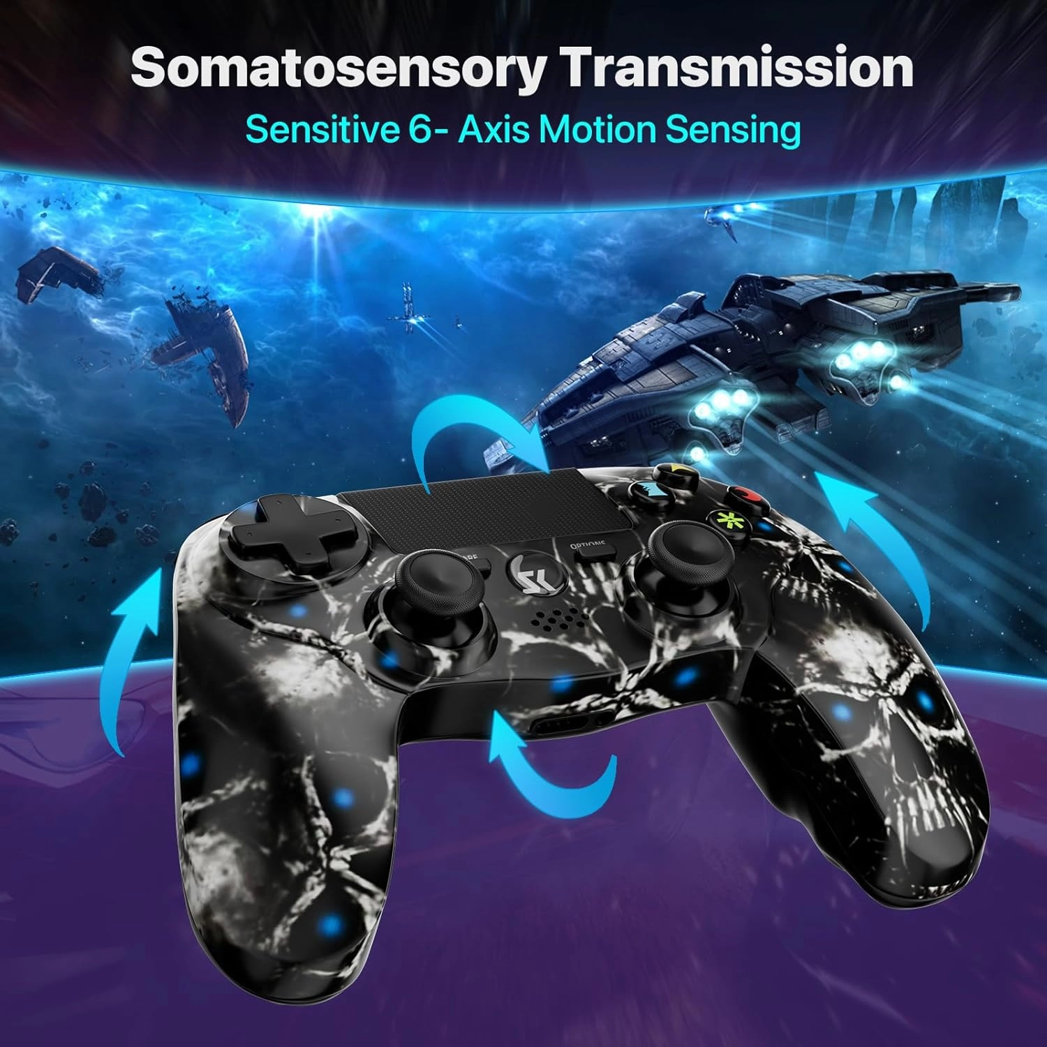 ISHAKO Controller for PS4, Wireless Controller 2 Pack for Sony PlayStation 4/Slim/Pro, Remote Control with Double Vibration/6-Axis Motion Sensor/Speaker/3.5mm Audio Jack/Touch Pad/800mAh Battery