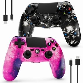 ISHAKO Controller for PS4, Wireless Controller 2 Pack for Sony PlayStation 4/Slim/Pro, Remote Control with Double Vibration/6-Axis Motion Sensor/Speaker/3.5mm Audio Jack/Touch Pad/800mAh Battery