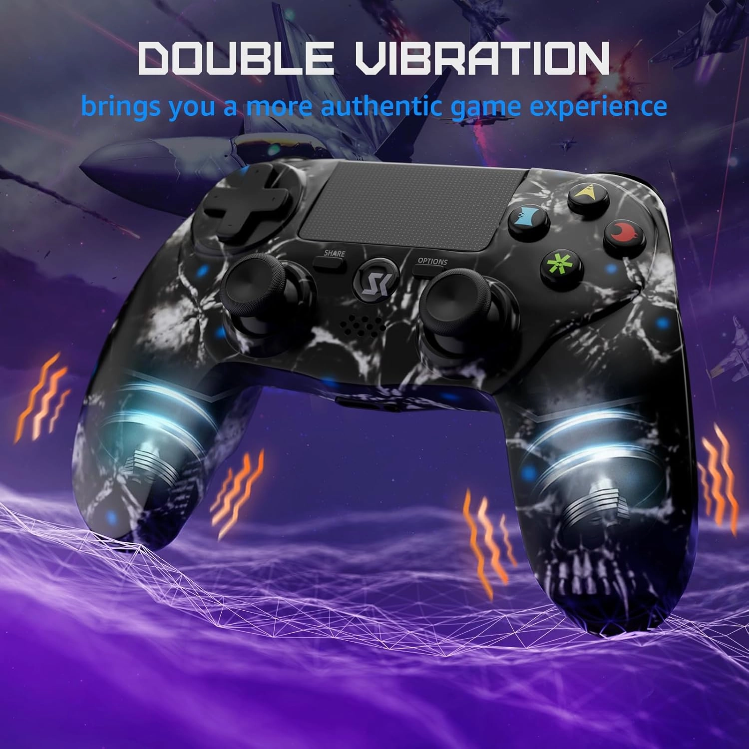 ISHAKO Controller for PS4, Wireless Controller 2 Pack for Sony PlayStation 4/Slim/Pro, Remote Control with Double Vibration/6-Axis Motion Sensor/Speaker/3.5mm Audio Jack/Touch Pad/800mAh Battery