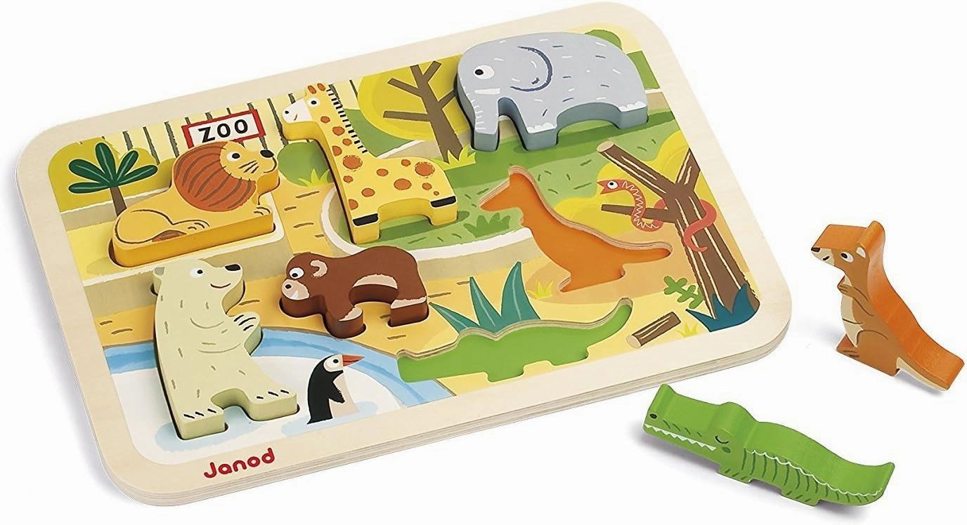 Janod Zoo Chunky Puzzle - 7 Pieces - Ages 18 Months  - J07022