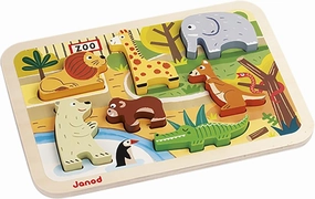 Janod Zoo Chunky Puzzle - 7 Pieces - Ages 18 Months  - J07022