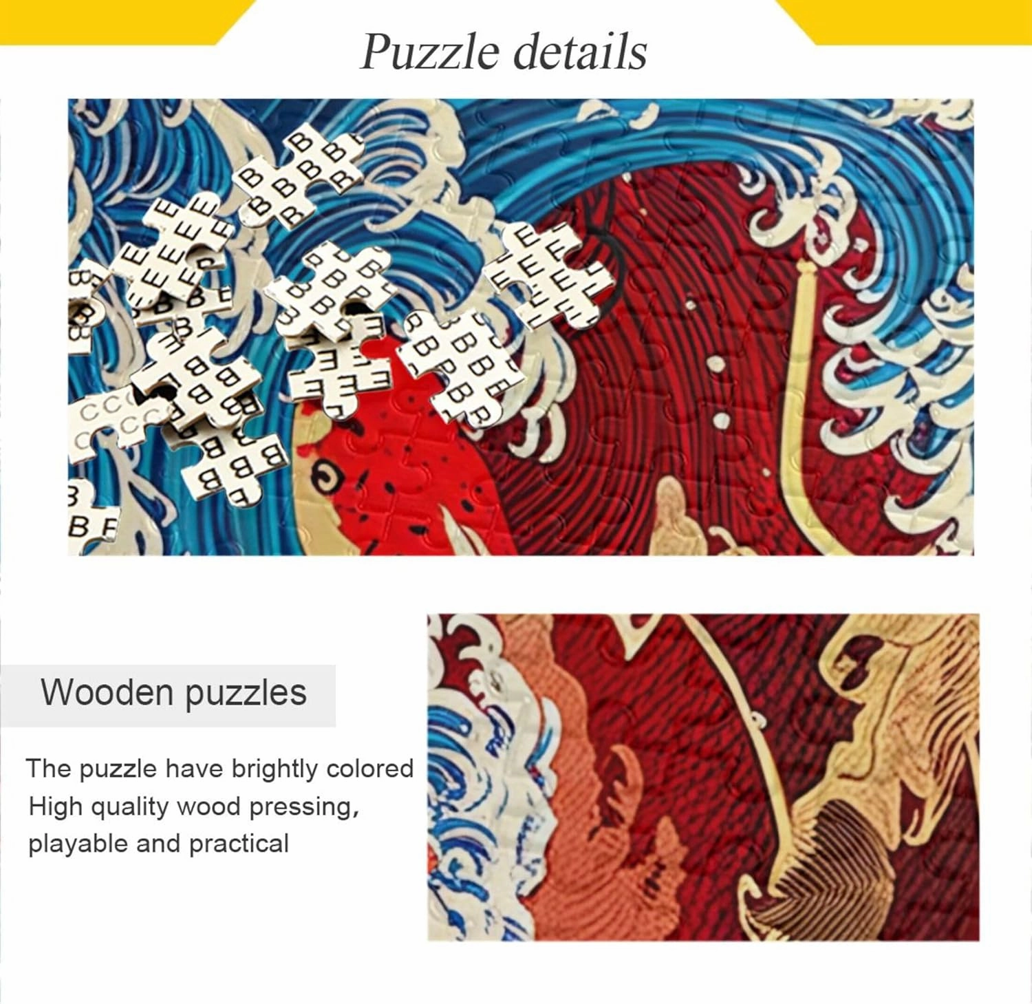 Japanese Koi Fish Ocean Adult Jigsaw Puzzles 500 Pieces Gifts for White Elephant Game Custom Art Hard Puzzles Home Decor Art, 20.5" x 14.9"