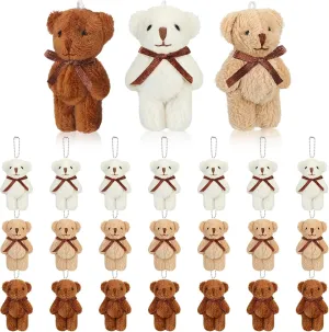 Jenaai 24 Pack Mini Bears with Bow Tie 2. 35 Inch Plush Stuffed Tiny Bears Doll Bulk Small Animal for Valentine Gift Baby Shower Birthday Gifts Party Favors DIY Keychain Crafts