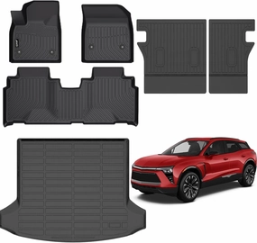 Jenofa-for Chevy Blazer EV & Honda Prologue 2024 2025 All Weather Car Floor Mat Non-Slip Waterproof Rubber Floor Liner Accessories Full Set Black (Floor Mats & Rear Seat Back Mats & Cargo Liner)