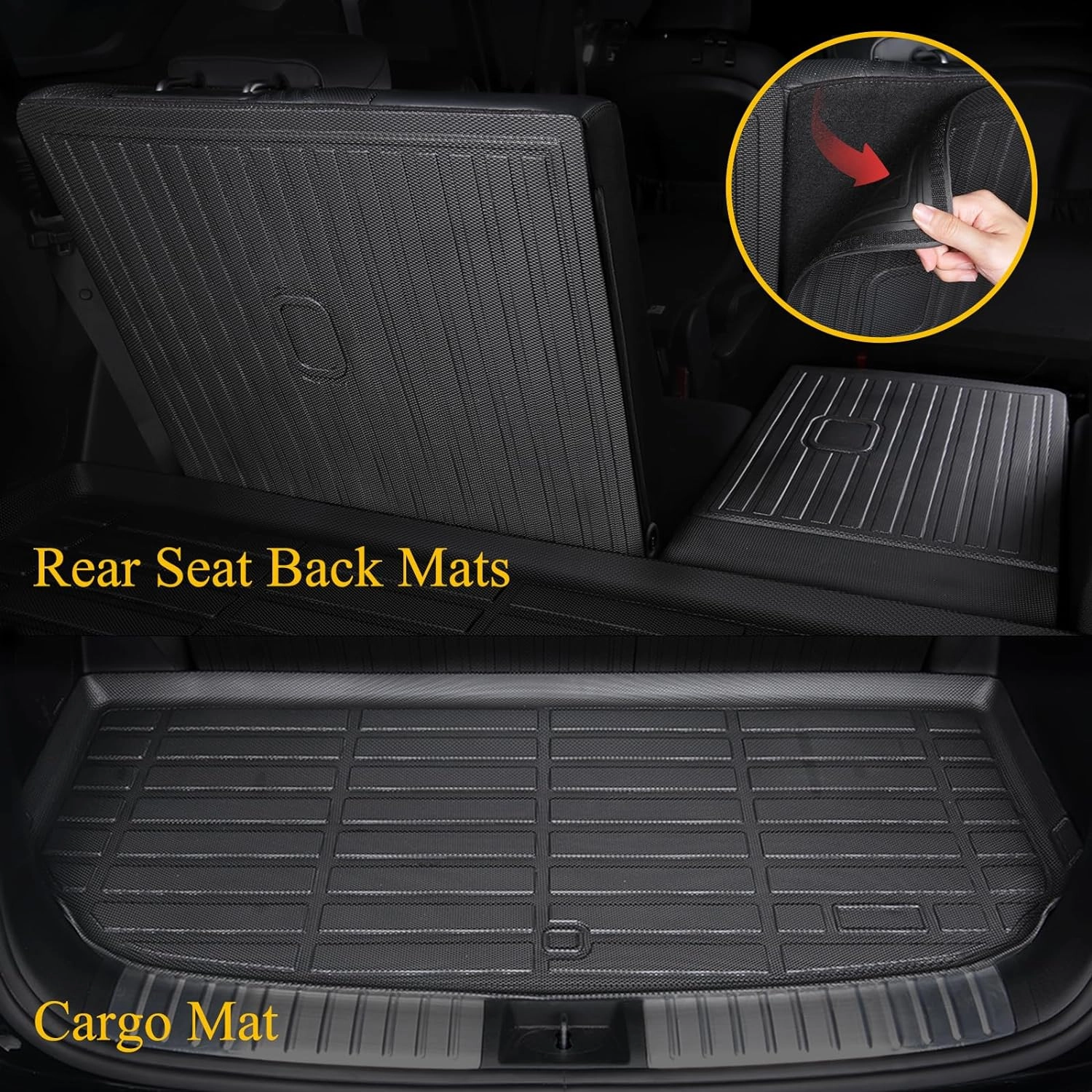 Jenofa-for Chevy Blazer EV & Honda Prologue 2024 2025 All Weather Car Floor Mat Non-Slip Waterproof Rubber Floor Liner Accessories Full Set Black (Floor Mats & Rear Seat Back Mats & Cargo Liner)