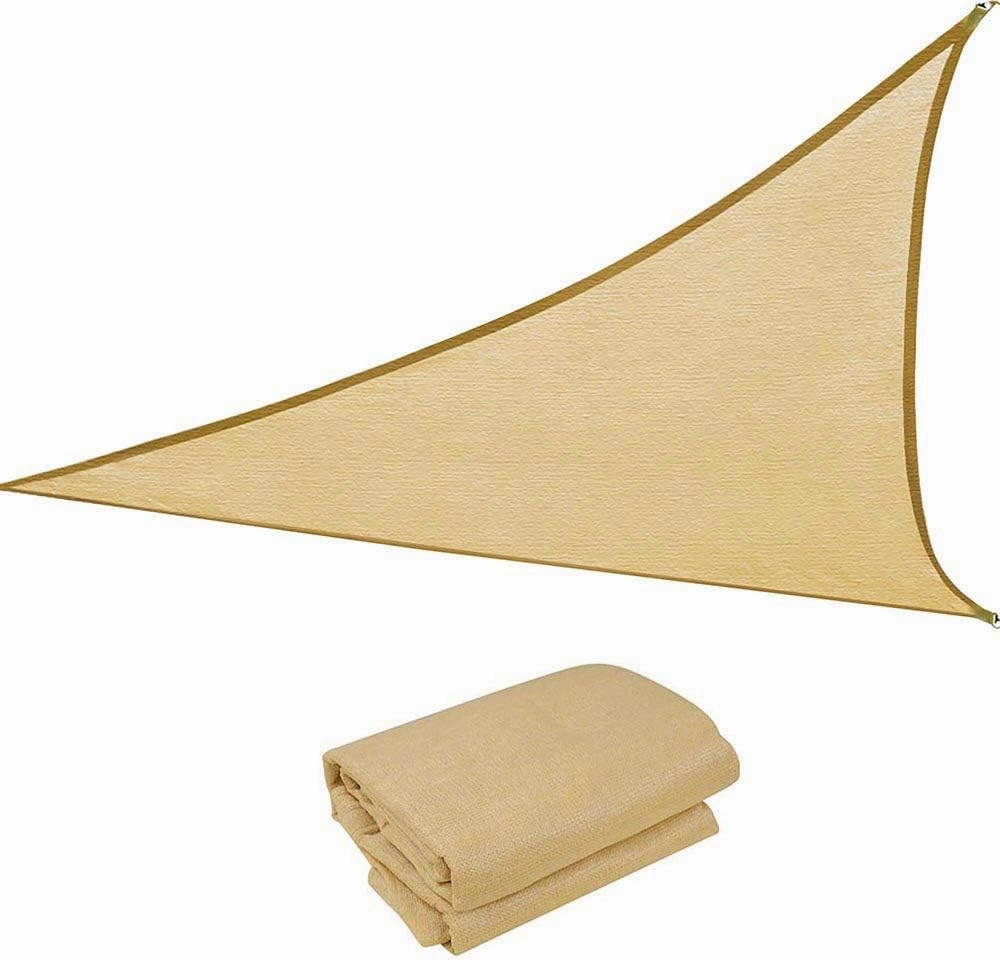 Jeremywell 12' x 12' x 12' Sun Shade Sail Canopy Triangle Sand, 185GSM Shade Sail UV Block for Patio Yard Back Yard Garden Lawn Outdoor Facility and Activities