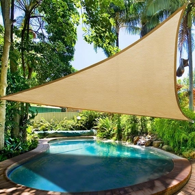 Jeremywell 12' x 12' x 12' Sun Shade Sail Canopy Triangle Sand, 185GSM Shade Sail UV Block for Patio Yard Back Yard Garden Lawn Outdoor Facility and Activities