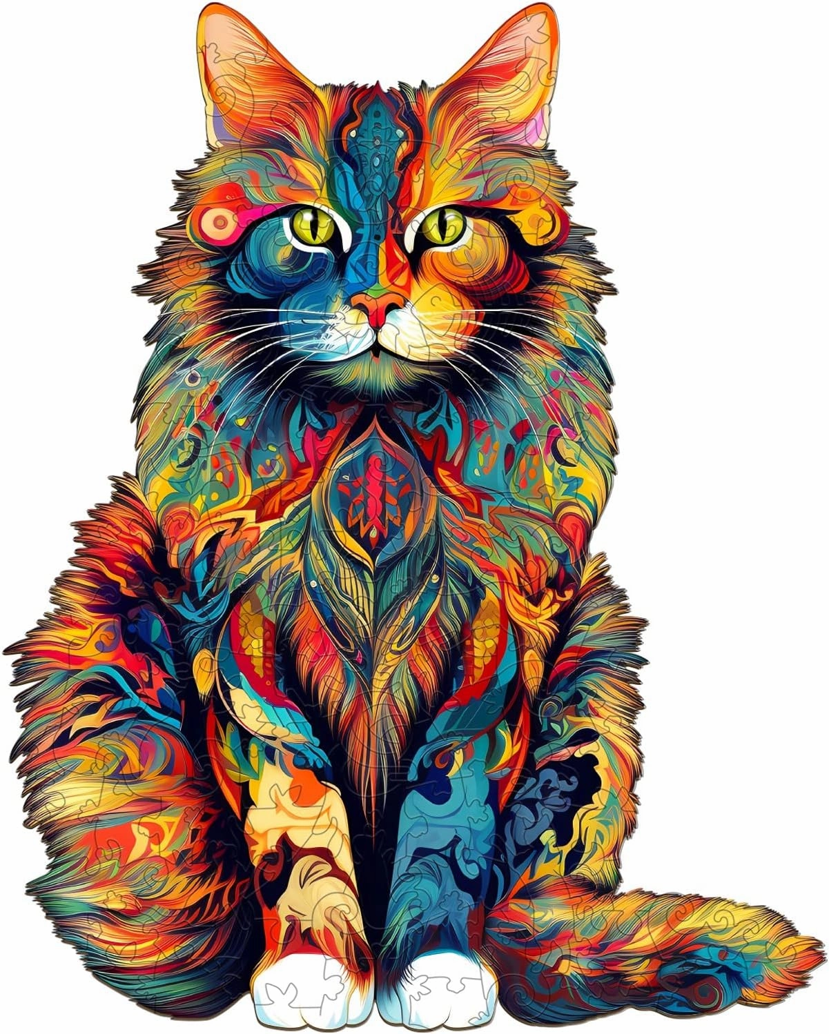 Jigfoxy Wooden Puzzles for Adults, Cat Wood Puzzle for Adult, Unique Animal Shape Puzzles, Challenging Jigsaw Puzzle(L-16.5 * 13.2in-300Pcs)