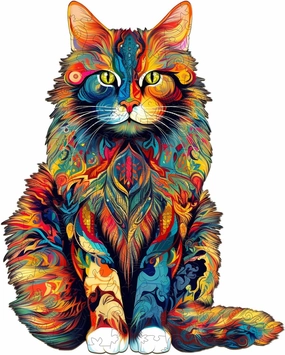 Jigfoxy Wooden Puzzles for Adults, Cat Wood Puzzle for Adult, Unique Animal Shape Puzzles, Challenging Jigsaw Puzzle(L-16.5 * 13.2in-300Pcs)