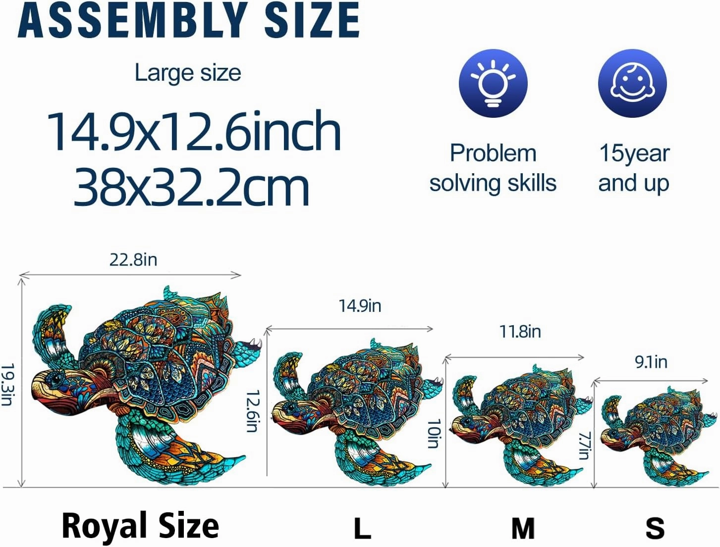 Jigfoxy Wooden Puzzles for Adults, Sea Turtle Wooden Jigsaw Puzzles for Adults Kids, Unique Animal Shape Wood Cut Puzzles, Christmas Thanksgiving Gifts for Friend Family(M-11.8x10in-180pcs)