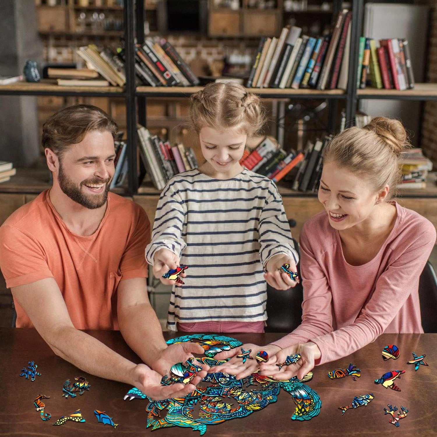 Jigfoxy Wooden Puzzles for Adults, Sea Turtle Wooden Jigsaw Puzzles for Adults Kids, Unique Animal Shape Wood Cut Puzzles, Christmas Thanksgiving Gifts for Friend Family(M-11.8x10in-180pcs)